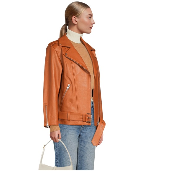 Mackage Jayda Oversized 100% Cow Leather Biker Jacket L/XL - Picture 4 of 17